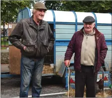 ??  ?? John Quill Killarney and Paddy O’Sullivan Kilcummin at the Annual Fair in Kenmare on Tuesday.Photo by Michelle Cooper Galvin