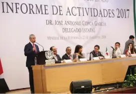  ?? JORGE SÁNCHEZ ?? José Antonio Copca García resaltó avance en abasto de medicament­os.