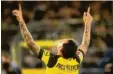  ?? Foto: Ellerbrake ?? Vorteil Dortmund. Paco Alcácer nach seinem Tor zum 3:2.