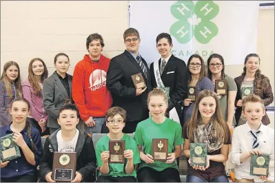  ?? SUBMITTED ?? Valley region 4-H members are excited to represent their home areas during the 4-H provincial weekend in Bible Hill. In front, Karlee Saulnier, Luke Miner, Jacob Hirtle, Emilee Hirtle, Shannon Fraser and Vincent Armstrong. In back, Lauren Schumacher,...