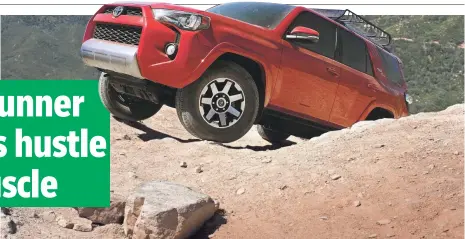  ?? PHOTOS BY TOYOTA ?? The 4Runner TRD uses a 4-liter V-6 with variable valve timing that pumps out 270 hp and can tow 5,000 pounds.