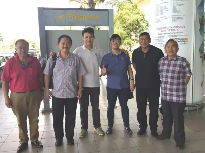  ??  ?? Ling (third left) and the late Wong (second left) at Miri Airport with DAP’s then state election candidate for Senadin Dr Bob Baru Langub (right). The late Wong had led a team from DAP Sabah to help in the campaign in northern Sarawak.