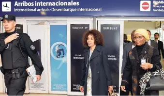  ?? PICTURE: KATLHOLO MAIFAD/DEPARTMENT ?? JETTING IN: Internatio­nal Relations and Co-operation Minister Lindiwe Sisulu arrives at Ministro Pistarini Internatio­nal Airport in Argentina for the G20 foreign ministers’ meeting which started yesterday and ends today. She was received by South...