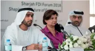  ?? — Supplied photo ?? Mohamed Juma Al Musharrakh and other executives announce details about the Sharjah FDI Forum on Monday.