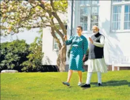  ?? AFP ?? PM Narendra Modi and Denmark’s Mette Frederikse­n in Kongens Lyngby on Tuesday.