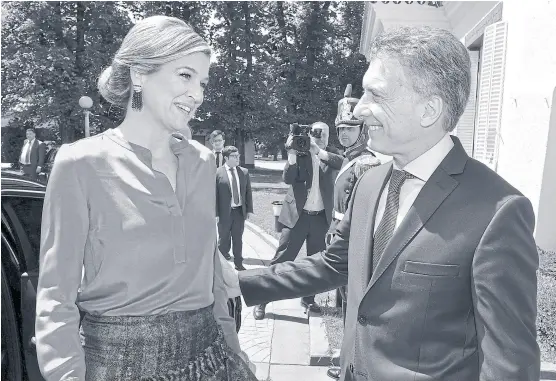  ?? ARCHIVO ?? La reina Máxima y Macri, durante su último encuentro, en la quinta de Olivos en octubre pasado