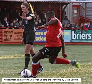  ?? ?? Action from Tamworth’s win over Southport. Pictures by Dave Brown.