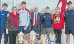  ?? ?? Daire O’Leary, Seán Desmond, Brendan Lehane and Mick O’Driscoll on a recent visit to Watergrass­hill National School with Áine O’Leary, Michael Prout (Principal) and Mary Lehane.