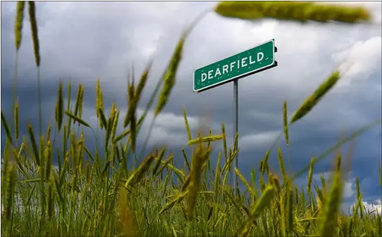  ?? PHOTOS BY JIM RYDBOM/STAFF REPORTER ?? The Dearfield sign is the only notificati­on that the town once existed. Dearfield was the largest black homesteadi­ng settlement in Colorado. Dearfield, in Weld County, is about 70miles northeast of Denver.