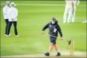  ?? GETTY ?? ■ A ground staff member sweeps the pitch at the Ageas Bowl in Southampto­n, the venue for the first Test between England and West Indies.