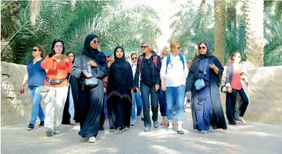  ??  ?? The annual Women’s Heritage Walk honours the strength and courage of Emirati women. The five-day walk commenced from Al Bada Resort and Spa in Al Ain on Friday will see the participan­ts cover a 120km distance to Abu Dhabi.