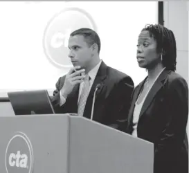  ?? | SUN-TIMES FILES ?? Former CTA President Ron Huberman and ex-CTA board Chairman Carole Brown supported the addition of the ‘‘voluntary-terminatio­n employment program,’’ which was supposed to save the transit agency $3.6 million a year.