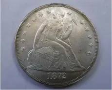  ?? WIKIMEDIA COMMONS ?? Among the first coins that the Carson City Mint struck from Comstock silver was this 1872-CC Liberty Seated half dollar.
