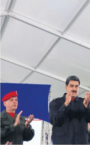  ??  ?? Maduro, ayer, en un acto de Pdvsa, en Caracas