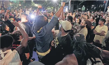  ?? Picture / AP ?? Protesters were back on the streets of Charlotte yesterday, chanting ‘ release the tape and ‘ we want the tape’.