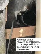  ??  ?? A hidden chute allowed illegal tobacco to be dropped into a secret drawer behind the counter