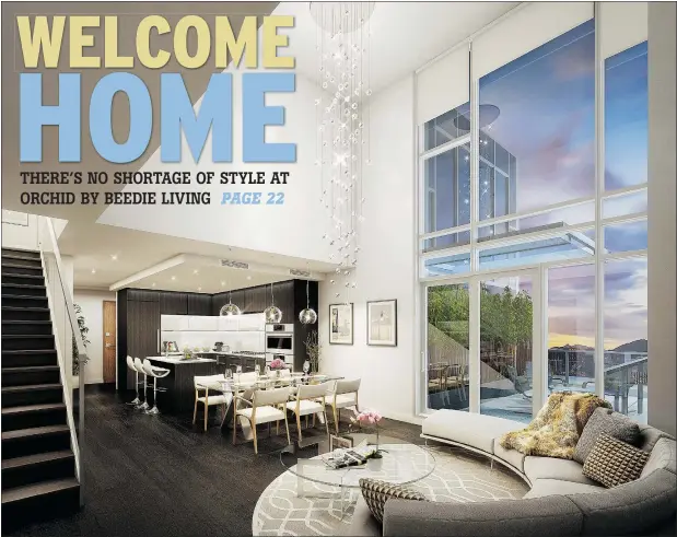  ??  ?? An artist’s rendering of a penthouse suite at Orchid by Beedie Living, which will rise near the Canada Line Lansdowne Station in Richmond.