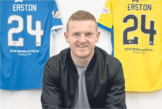  ?? Picture: PPA ?? Brian Easton at McDiarmid Park yesterday after signing a new deal to keep him with Saints until 2019.