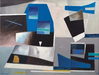  ??  ?? Werner Drewes (1899-1985), Solid Against Loose Forms, 1983. Oil on canvas, 36 x 48 in.