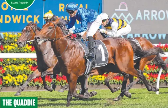  ?? ?? Godolphin galloper Aft Cabin is considered the only danger to upsetting Giga Kick in the Group 1 Doomben 10,000 on Saturday. Picture: Getty Images