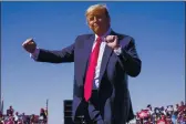  ?? ALEX BRANDON — THE ASSOCIATED PRESS ?? President DonAld Trump dAnCes After speAking MondAy At A CAmpAign rAlly At PresCott RegionAl Airport in PresCott, Ariz.