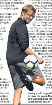  ??  ?? Having a ball: Jurgen Klopp will want to close the gap to Manchester City and even challenge for the title with Liverpool this season