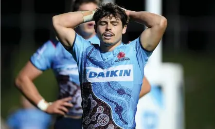  ?? Photograph: Dan Himbrechts/AAP ?? The expression on Jack Grant’s face says it all as the Waratahs slump to their first winless Super Rugby season.