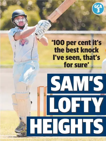  ?? Picture: DAVID SMITH ?? AWESOME: Geelong West batsman Sam Loftus on his way to his run-a-ball 222 on Saturday.