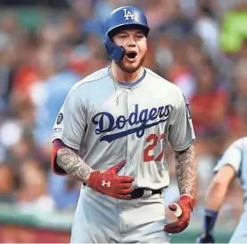  ?? BRIAN FLUHARTY/USA TODAY SPORTS ?? Dodgers outfielder Alex Verdugo, a second-round draft pick in 2014, has a .293 average with 12 home runs this season.