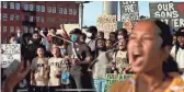  ?? CRAIG MITCHELLDY­ER/AP ?? Trail Blazers star Damian Lillard, center, joins demonstrat­ors in Portland during a protest against police brutality and racism.