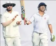  ?? AP ?? ▪ Gambhir raises his bat after scoring century in his last innings.