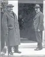  ??  ?? Labour’s Arthur Henderson, left, and Ramsay MacDonald at the door of No 10 Downing Street in November 1923