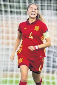  ??  ?? Smiles Spain’s Laia Aleixandri celebrates making it 2-0 against Belgium Where’s the ball?