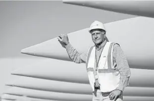  ??  ?? Wind turbine blades are among the cargo items Greg Stangel works with at the Industrial
Terminals facility. The company has seen some business delayed because of the Ex-Im
Bank’s inability to issue new
loans.