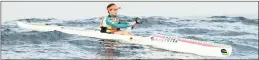  ??  ?? WINTER SPLASH: Hayley Arthur will be a force to be reckoned with in the upcoming Bay Union Open Ocean Surfski Challenge that uses 6km short course and 12km long course options from the series base at DUC.