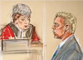  ?? ?? Court sketch: Judge Deborah Taylor and Becker yesterday