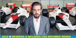  ??  ?? 2001 ● DEBUT EN LA F1 CON MINARDI PIE DE FOTO. Texto pie de foto. 2005 CAMPEÓN DEL MUNDO EN BRASIL ● 2003 ● PRIMERA POLE, EN MALAISIA 2006 SEGUNDO MUNDIAL CON RENAULT ● 2007 ● EL FICHAJE POR MCLAREN 2010 DEBUT Y VICTORIA CON FERRARI ● 2003 ● PRIMERA VICTORIA, CON RENAULT EN HUNGRÍA 2015 ● REGRESO A MCLAREN CON MOTORES HONDA