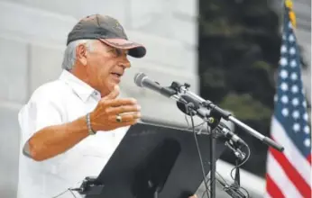  ?? Andy Cross, The Denver Post ?? Former U.S. Congressma­n Tom Tancredo speaks during a pro-Donald Trump rally on the west steps of the Colorado Capitol in Denver in the summer of 2016.