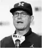  ?? G-JUN YAM/ASSOCIATED PRESS ?? Michigan coach Jim Harbaugh is refusing to release a roster or depth chart.