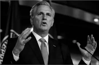  ?? AP Photo/Andrew Harnik, ?? In this April 22 file photo, House Minority Leader Kevin McCarthy of Calif., speaks during his weekly press briefing on Capitol Hill in Washington.