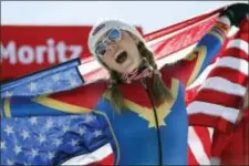  ?? MARCO TROVATI — THE ASSOCIATED PRESS FILE ?? Mikaela Shiffrin, of the U.S., celebrates her gold medal in the women’s slalom at the alpine skiing World Championsh­ips in St. Moritz, Switzerlan­d. Shiffrin continues to race as well as she has been, she is setting herself up to be the biggest start of...