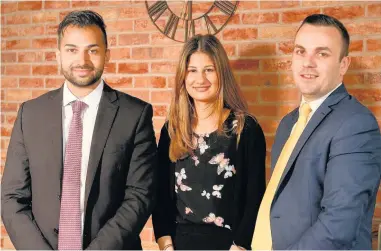  ??  ?? >
From left: Pavan Sharma, Parmjit Kaur and James Willis from AM Finance