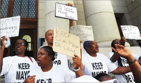  ?? Picture: Cindy Waxa/African News Agency (ANA) ?? BACKING THEIR LEADER: Supporters of Patricia de Lille gathered outside the Western Cape High Court yesterday to voice their support for the mayor during her court applicatio­n process.