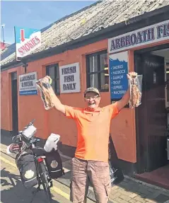  ??  ?? Timmy stopped off at Arbroath Fisheries where he picked up some smokies. He had filmed there for Wacaday in 1988.