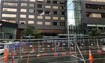  ??  ?? The Stamford Plaza Hotel in Auckland, where travellers to New Zealand are being quarantine­d Photograph: Eleanor Ainge Roy/The Guardian
