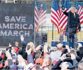  ?? JACQUELYNM­ARTIN/AP ?? PresidentD­onaldTrump­gestures during the rally just beforeWedn­esday’s riotat theU.S. Capitol inWashingt­on. That day’sevents have only intensifie­dDemocrats’desire to see investigat­ions ofTrumpand his aides and allies.