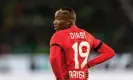  ?? ?? ‘I want to show my friends and my family there that I’m always thinking about them’: Moussa Diaby sporting his beloved No 19 shirt for Leverkusen. Photograph: Boris Streubel/Getty Images