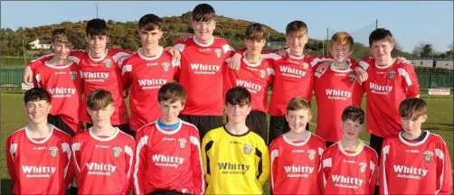  ??  ?? The St. Leonards squad before their Under-15 Cup semi-final defeat to Shamrock Rovers in Enniscorth­y.