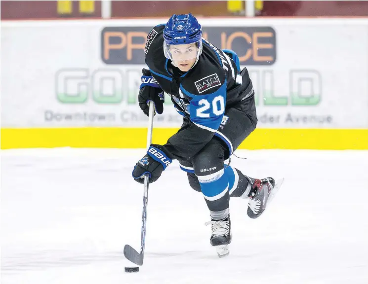  ?? —PNG ?? Penticton Vees’ defenceman Jonny Tychonick was the first BCHL player picked in this year’s NHL draft, going in the second round, 48th overall, to the Ottawa Senators.