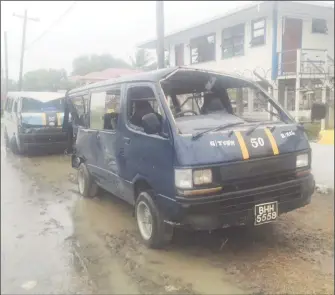  ??  ?? The school bus BHH 5558 (at front) and minibus BTT 2426 at the Weldaad Police Station after the accident yesterday.